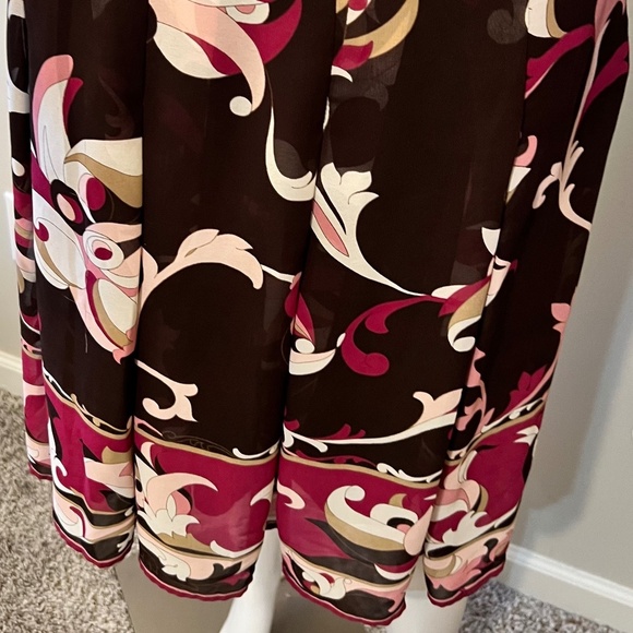 Brown/Pink/Maroon Flowy Paisley skirt Size 14 - Picture 2 of 6